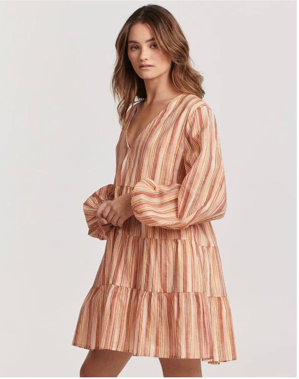 Charlie Holiday Agatha Striped Babydoll Dress